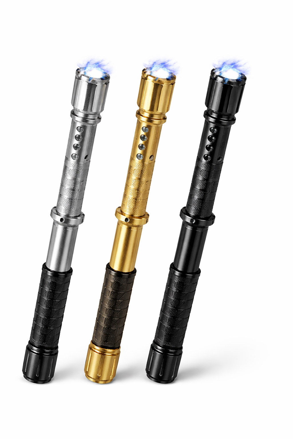 Expandable Stun Baton Flashlight – Tactical Self-Defense with LED & Stun Gun Guardly